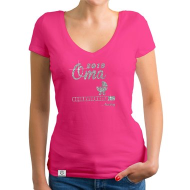 Damen T-Shirt V-Ausschnitt - Glitzer - Oma 2019 loading