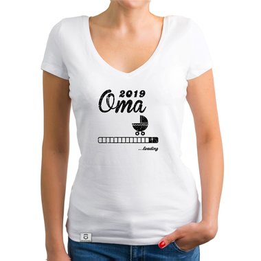 Damen T-Shirt V-Ausschnitt - Glitzer - Oma 2019 loading