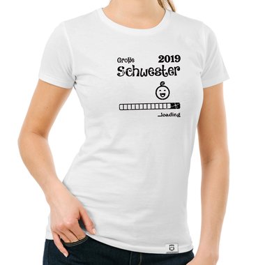 Damen T-Shirt - Glitzer - Groe Schwester 2019 loading dunkelblau-goldglitzer S