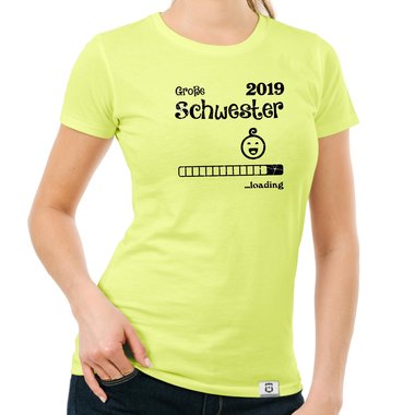 Damen T-Shirt - Glitzer - Groe Schwester 2019 loading dunkelblau-goldglitzer S