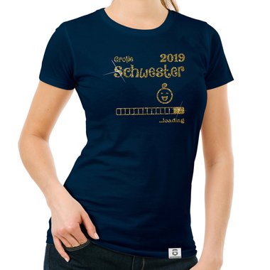 Damen T-Shirt - Glitzer - Gro�e Schwester 2019 loading weiss-schwarzglitzer XXL