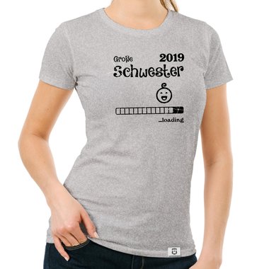 Damen T-Shirt - Glitzer - Gro�e Schwester 2019 loading weiss-schwarzglitzer XXL