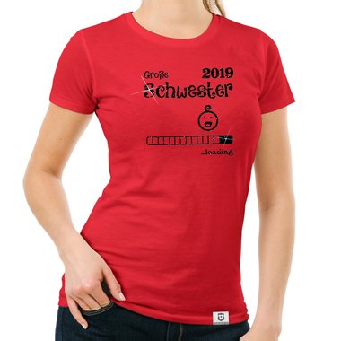 Damen T-Shirt - Glitzer - Gro�e Schwester 2019 loading weiss-schwarzglitzer XXL