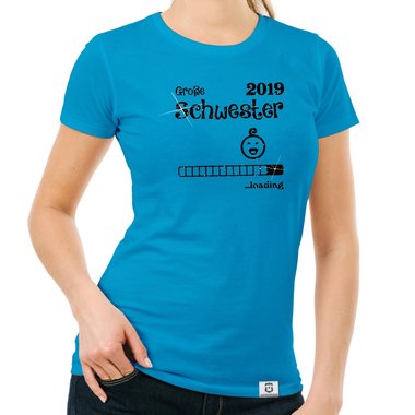 Damen T-Shirt - Glitzer - Gro�e Schwester 2019 loading weiss-schwarzglitzer XXL