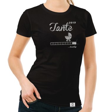 Damen T-Shirt - Glitzer - Tante 2019 loading dunkelblau-goldglitzer S