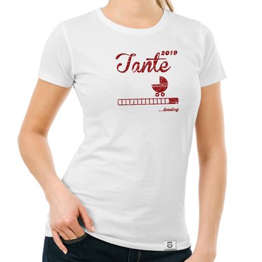 Damen T-Shirt - Glitzer - Tante 2019 loading dunkelblau-goldglitzer S