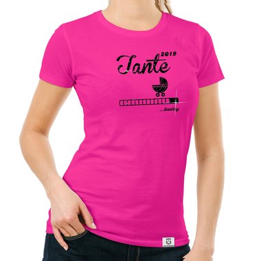 Damen T-Shirt - Glitzer - Tante 2019 loading dunkelblau-goldglitzer S