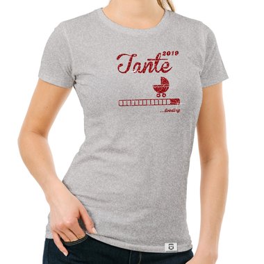 Damen T-Shirt - Glitzer - Tante 2019 loading dunkelblau-goldglitzer S