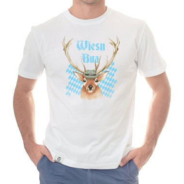 Herren Oktoberfest T-Shirt - Wiesn Bua weiss-himmelblau 5XL