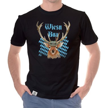 Herren Oktoberfest T-Shirt - Wiesn Bua weiss-himmelblau 5XL