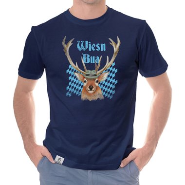 Herren Oktoberfest T-Shirt - Wiesn Bua weiss-himmelblau 5XL