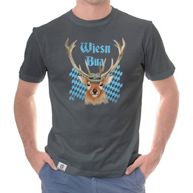 Herren Oktoberfest T-Shirt - Wiesn Bua weiss-himmelblau 5XL
