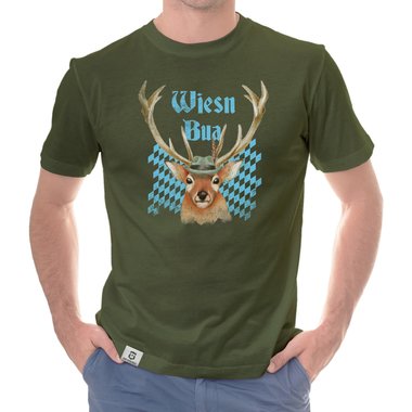 Herren Oktoberfest T-Shirt - Wiesn Bua weiss-himmelblau 5XL