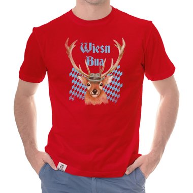 Herren Oktoberfest T-Shirt - Wiesn Bua weiss-himmelblau 5XL
