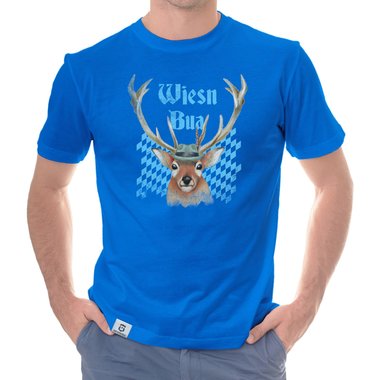 Herren Oktoberfest T-Shirt - Wiesn Bua weiss-himmelblau 5XL