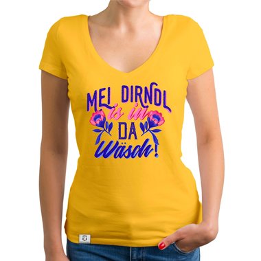 Damen T-Shirt V-Ausschnitt - Mei Dirndl is in da Wäsch