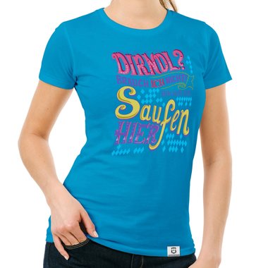 Damen T-Shirt - Dirndl - Ich bin nur zum Saufen hier weiss-rosa XXL