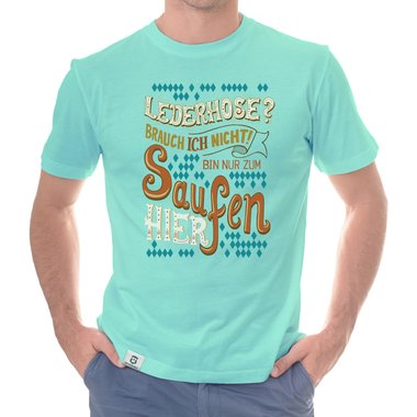 Herren T-Shirt - Lederhose - Ich bin nur zum Saufen hier dunkelblau-braun S