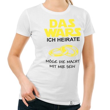 Damen T-Shirt - Das Wars - Ich heirate dunkelblau-weiss S