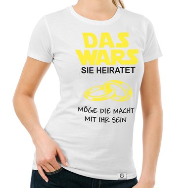 Damen T-Shirt - Das Wars - Sie heiratet dunkelblau-weiss S