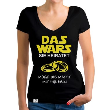 Damen T-Shirt V-Ausschnitt - Das Wars - Sie heiratet