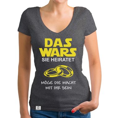 Damen T-Shirt V-Ausschnitt - Das Wars - Sie heiratet