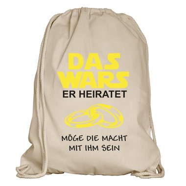 JGA Turnbeutel - Das Wars - Er heiratet weiss-schwarz