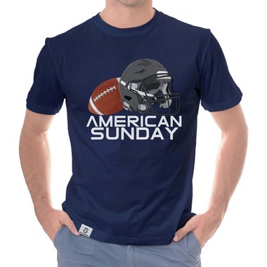 Herren T-Shirt - American Sunday dunkelblau-weiss S
