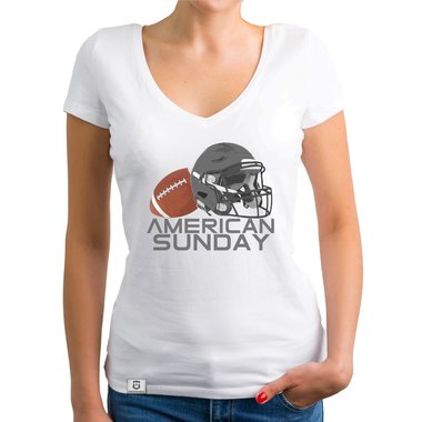 Damen T-Shirt V-Ausschnitt - American Sunday
