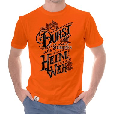 Herren T-Shirt - Durst ist schlimmer als Heimweh dunkelblau-weiss S