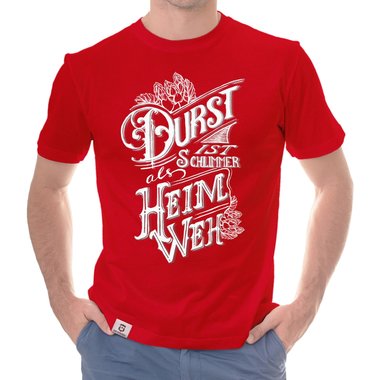 Herren T-Shirt - Durst ist schlimmer als Heimweh dunkelblau-weiss S