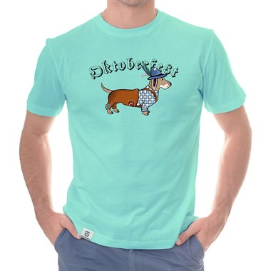Herren T-Shirt - Oktoberfest Dackel trkis-schwarz XXXL