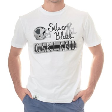 Herren T-Shirt - Silver & Black - Oakland