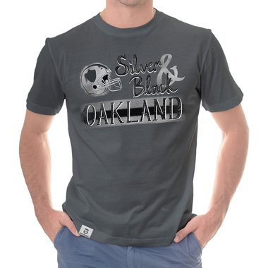 Herren T-Shirt - Silver & Black - Oakland