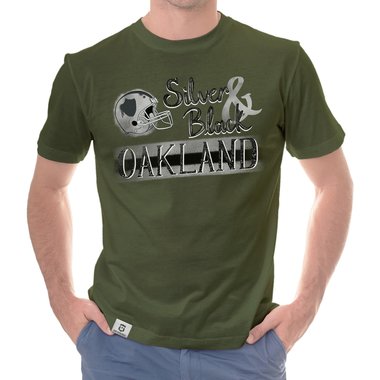 Herren T-Shirt - Silver & Black - Oakland