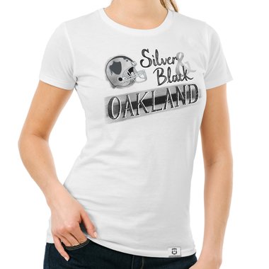 Damen T-Shirt - Silver & Black - Oakland