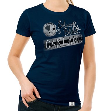 Damen T-Shirt - Silver & Black - Oakland