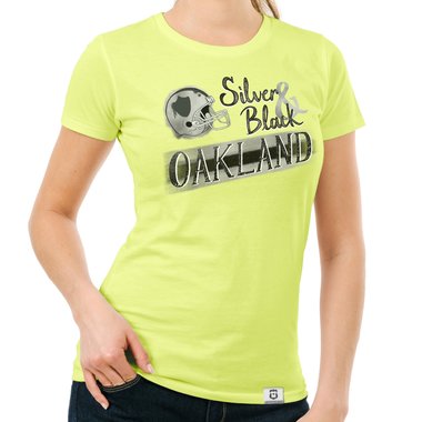 Damen T-Shirt - Silver & Black - Oakland
