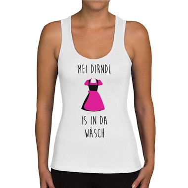 Damen Tank Top - Mei Dirndl is in da Wsch weiss-schwarz XXL