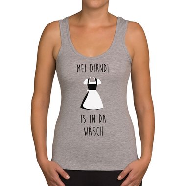 Damen Tank Top - Mei Dirndl is in da Wsch weiss-schwarz XXL