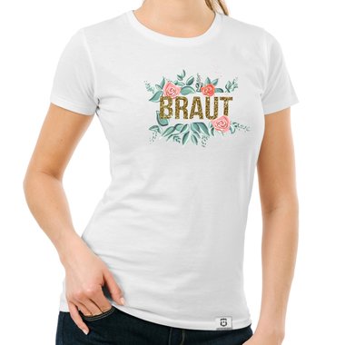 Damen T-Shirt - Braut mit Blumenrahmen