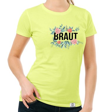 Damen T-Shirt - Braut mit Blumenrahmen