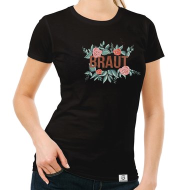 Damen T-Shirt - Braut mit Blumenrahmen