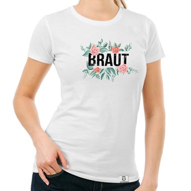 Damen T-Shirt - Braut mit Blumenrahmen
