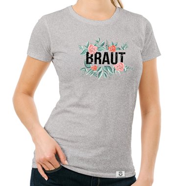 Damen T-Shirt - Braut mit Blumenrahmen