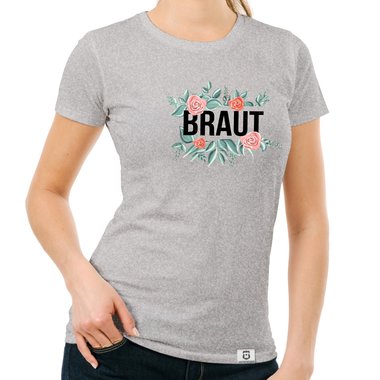 Damen T-Shirt - Braut mit Blumenrahmen