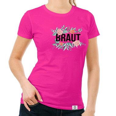 Damen T-Shirt - Braut mit Blumenrahmen