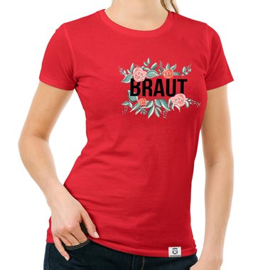 Damen T-Shirt - Braut mit Blumenrahmen