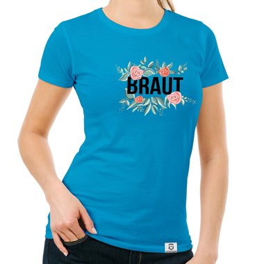 Damen T-Shirt - Braut mit Blumenrahmen