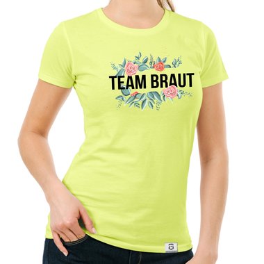 Damen T-Shirt - Team Braut mit Blumenrahmen saphir-schwarz XXL
